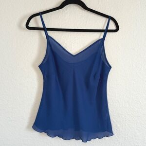 Notations Petite‎ Medium Navy Sheer Cami Ruffle Hem Dainty Y2K Feminine Romantic
